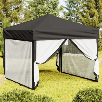 Immagine prodotto di The Living Store Tenda pieghevole per feste con pareti laterali antracite 3x3 m