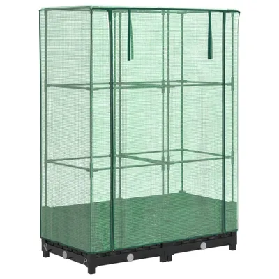 Produktbild von Hochbeet mit Gewächshaus-Aufsatz Rattan-Optik 80x40x123 cm