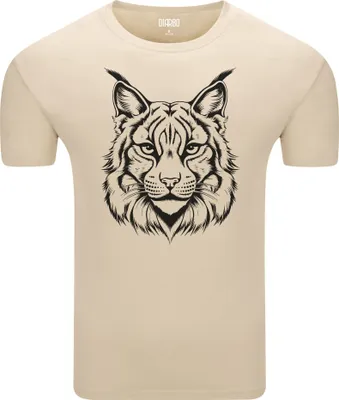 Produktbild von Diarbo Herren T-Shirt mit Tierliebhaber Druck Luchskopf Beige Gr.XL