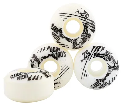Image de Roues de skateboard de 52 mm x 30 mm, en PU, lot de 4, dureté SHR-100A, multicolores, blanches
