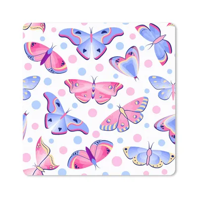 Produktbild von MuchoWow® Mauspad Mousepad Schmetterlinge - Punkte - Muster 30x30 cm - Mousepads - Maus Mat - Pad - Mausunterlage - Gaming
