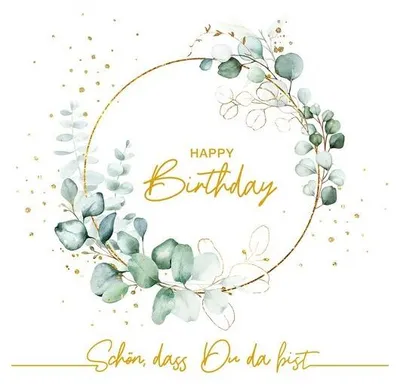 Produktbild von 20 Servietten Eucalyptus Happy Birthday white - Geburtstag um Eukalyptus weiß 33x33cm