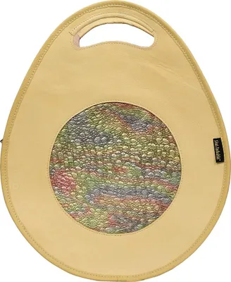 Immagine prodotto di Borsa da donna in pelle gialla con funzione zaino integrata