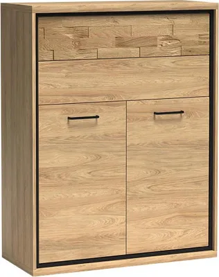 Produktbild von MIRJAN24 Kommode Mediolan 06, Stilvoll Highboard mit zwei Schubladen (Hikora Natur + Holzdekor)