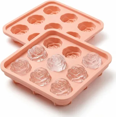 Produktbild von Eiswürfelform in Rosenform - Aus Silikon mit Deckel - BPA-frei und wiederverwendbar - Rosa - Perfekt für Cocktails - Whisky