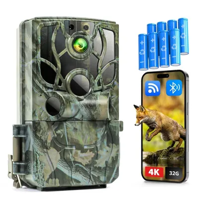 Produktbild von 4K 48MP Wildkamera mit Handyübertragung APP wildkamera WLAN Bluetooth mit Bewegungsmelder Nachtsicht  120 ° Weitwinkel Wildtierkamera IP66