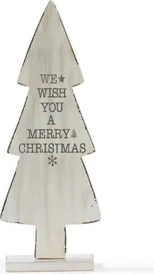 Produktbild von Aufsteller Tanne We wish you a merry christmas 35 cm Holz Aufsteller weiß Tannenbaum