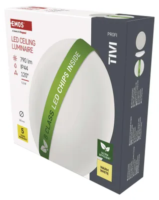 LED přisazené svítidlo TIVI, B CLASS, kruhové bílé 5,2W, IP44, teplá bílá