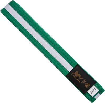 Produktbild von TEKKA BUDO Kampfsport Gürtel mit Mittelstreifen grün-weiß 240 cm 2-farbig - Budogürtel, Karate, Judo, Taekwondo, Ju-Jutsu