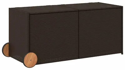 Obrázek produktu pro vidaXL Zahradní truhla s kolečky Hnědá 283L Poly ratan