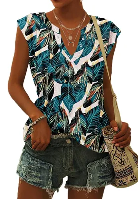 Productafbeelding van PLOKNRD T-shirt voor dames, zomer, V-hals, korte mouwen, losvallende tops