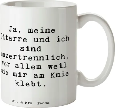 Produktbild von Mr. & Mrs. Panda Pott Spruch Gitarre Freund - Weiß - Geschenk, Liebe, Kaffeebecher, Tasse, Leidenschaft, Abenteuer, Kaffeetasse, Becher, Musik, Lernen, Instrument