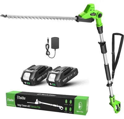 Zdjęcie produktu dla Nożyce do żywopłotów akumulatorowe - Elektryczne nożyce do żywopłotów - Ostrze o długości 50,8 cm - Silnik bezszczotkowy - Ostrze dwustronne - 20 V - 2 akumulatory litowo-jonowe 2,0 Ah