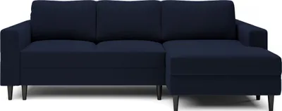 Image de Selsey Nalika - Canapé d'angle avec fonction sommeil, coffre de lit, housse en velours bleu foncé hydrofuge, côté droit