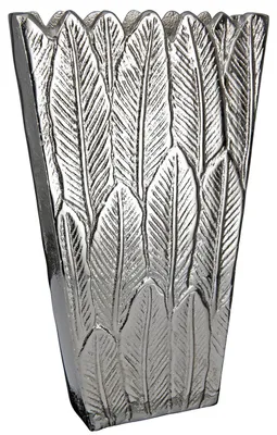 Imagen del producto de GILDE Vase, flach, konisch, "Feder", Aluminium, silberfarben, , L. 6 cm, B. 16 cm, H. 26,5 cm 67971