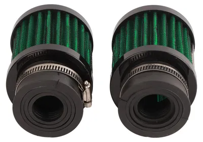 Obrázok produktu pre 2 kusy vzduchových filtrov, priemer 28–48 mm, vysoká filtračná účinnosť, univerzálne, vhodné pre skútre, motorky, štvorkolky a motokáry s objemom 50 ccm, 70 ccm, 90 ccm a 125 ccm, farba: čierna, zelená