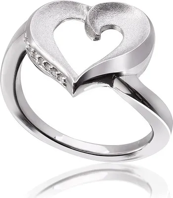 Produktbild von MATERIA Damen Ring Herz Zirkonia 925 Sterling Silber matt rhodiniert inklusive Ringbox #SR-150
