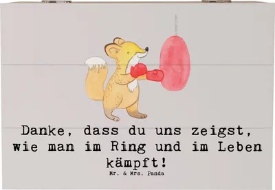 Produktbild von Mr. & Mrs. Panda Geschenkbox Boxen Trainerin 22 x 15 cm - Grau Pastell - Geschenk, Leben kämpfen, geschenkkiste, Fitness, Boxentraining Übungen, Sportart, Kampfkunst, Box