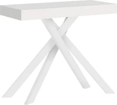 Image de ITYHOME - Console extensible 90x40/300 cm Krack frêne blanc pieds blancs