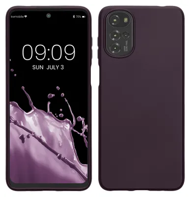 Produktbild von kwmobile Handyhülle für Motorola Moto G22 Hülle - Silikon Case metallisch schimmernd - Schutzhülle Cover - Metallic Brombeere