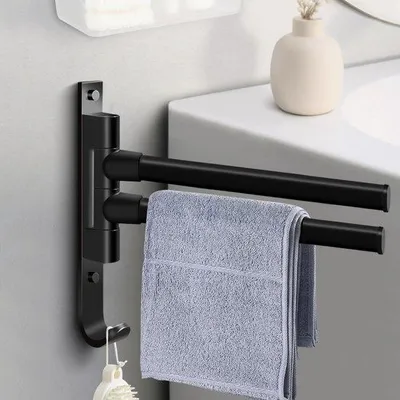 Produktbild von Famanu Handtuchhalter drehbar, selbstklebend und bohrfrei - doppelt
