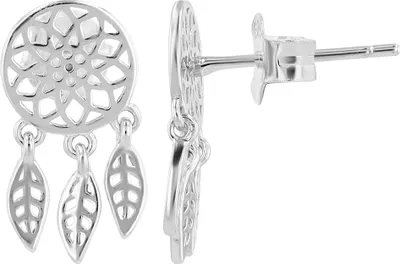 Produktbild von "Weeko" 925/- Echt Silber Ohrstecker mit Hänger, Boho, Traumfänger, silberfarben rhodiniert