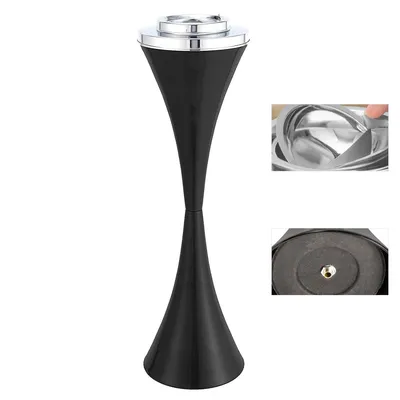 Produktbild von Standaschenbecher Edelstahl – 58 cm hoch, winddicht & mit Deckel, selbstreinigender Aschenbecher für Balkon, Terrasse oder Innenbereich