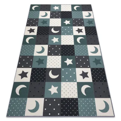 Obrázek produktu pro Koberec pro děti STARS hvězdy tyrkysový / šedá modrý 100x250 cm