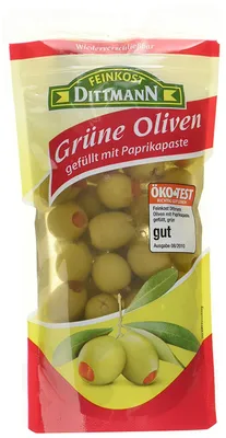 Obrázok produktu pre Delikatesy Dittmann Olivy plnené paprikovou pastou, balenie po 10 ks (10 x 250 g)