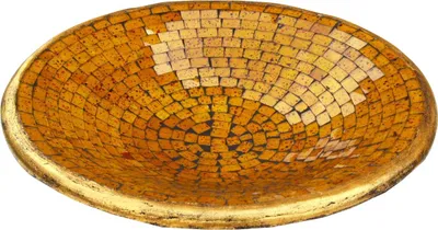 Produktbild von Runde Mosaikschale, Untersetzer, Dekoschale, Handgearbeitete Keramik & Glas Obst Schale - Design 8, Gelb, Keramik,Glas, Größe: Mittel (Ø 37 cm)