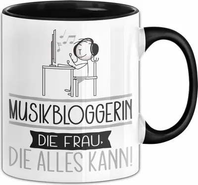 Produktbild von Musikbloggerin Geschenk Tasse Becher Die Frau Die Allen Kann Geschenkidee für eine Musikbloggerin Lustig (Schwarz)