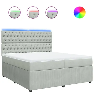 Produktbild von Boxspringbett mit Matratze Hellgrau 200x200 cm Samt