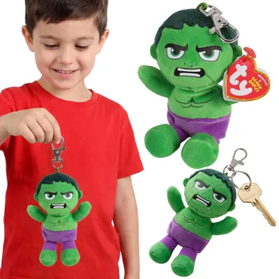 Produktbild von TY MARVEL Hulk Schlüsselanhänger, BEANIE BABIES, Kuscheltier für Rucksack, 12 cm