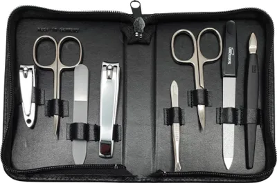 Produktbild von 8-teiliges Maniküre-Set Echtleder Etui · Solingen Instrumente · Germany Schwarz