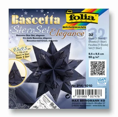 Image de Folia Bascetta Etoile de Noël 3D Origamistern Kit de bricolage, Taille:95x95mm ; Couleur:Indian Dream Blau