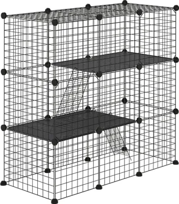 Produktbild von Kleintierkäfig - Modulares Gittergehege - 31 Paneele - Metall - 105×45×105 cm - Schwarz