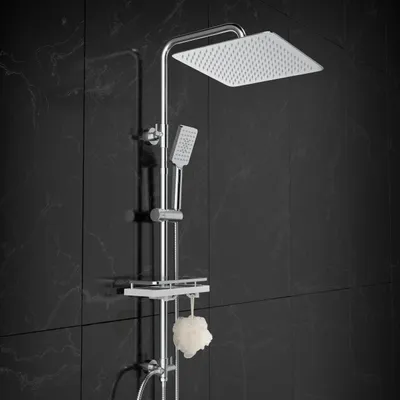 Zdjęcie produktu dla System prysznicowy Görbach, prysznic głowicowy, oszczędzający wodę, głowica prysznicowa 25x25 cm, chrom