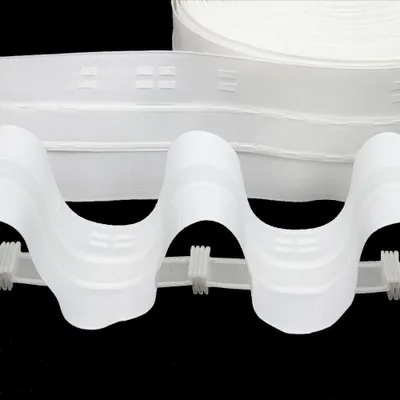 Produktbild von Gardinenband 10m Wellenfalten Weiß-100mm 1:2 Kräuselband Faltenband
