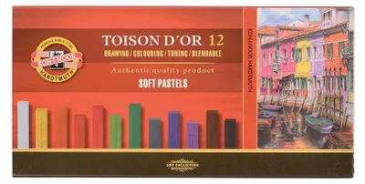 Zdjęcie produktu dla Zestaw suchych kredek kwadratowych Toison D'Or – 12 kolorów – Kolekcja ARTA