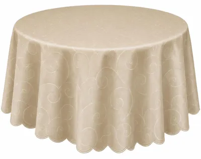 Produktbild von Tischdecke creme sand oval 160x220 cm damast Ornamente bügelfrei fleckenabweisend