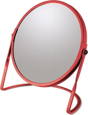 Image de Spirella miroir de maquillage miroir cosmétique salle de bain "Akira" grossissement 5x - rouge mat