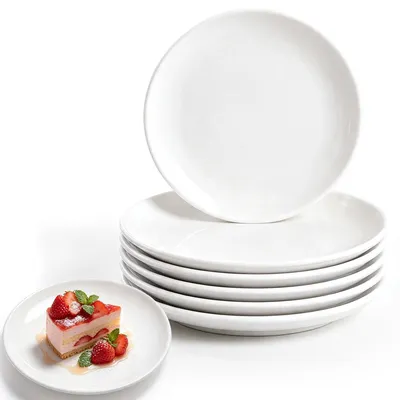 Imagen del producto de Platos para el desayuno, color blanco, juego de 6 unidades, 17,8 x 2,1 cm, aptos para lavavajillas, para la cocina