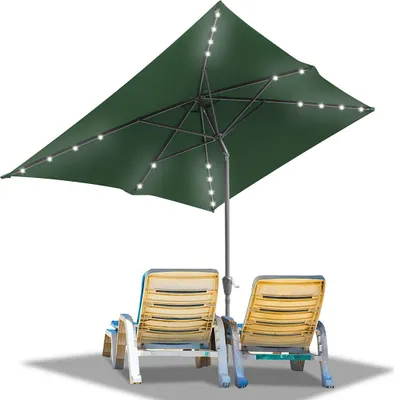 Produktbild von Faziango 200x300m Sonnenschirm UV50+ Sonnenschutz Gartenschirm Strandschirm LED Solar, knickbar, Schirmtuch mit PA-Beschichtung, Grün