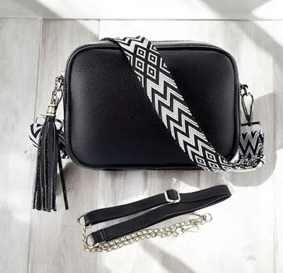 Obrázok produktu pre Retro kožená crossbody taška, čierna, veľká