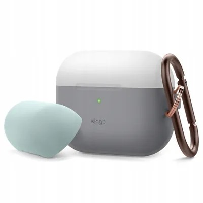 Produktbild von Elago Duo Hang Case für AirPods Pro Hellgrau & Babyblau + Grau Durchscheinend