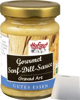 Produktbild von Hofgut Senf Dill Sauce (85ml Glas) + usy Block