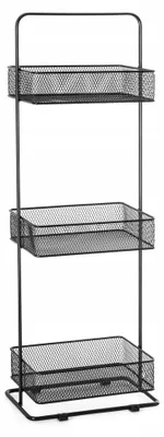 Produktbild von Metall-Badezimmerregal mit 3 Körben, freistehend, Schwarz, 75,5 cm