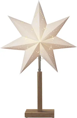 Produktbild von Best Season Standleuchte Stern "Karo Mini" Material: Holz/Papier, Farbe beige, Höhe ca. 55 cm, 232-00