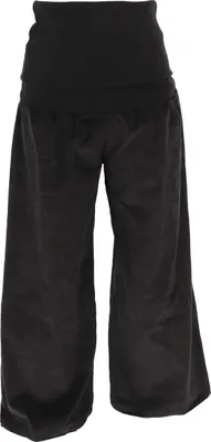 Produktbild von Weite Cord Marlenehose, Wellnesshose, Yogahose, Boho Hose mit Breitem Bund - Schwarz, Damen, Baumwolle, Größe: S