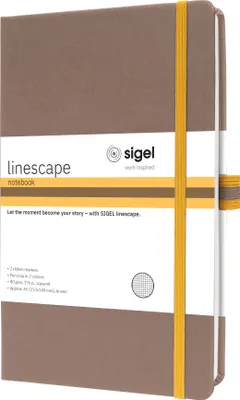 Obrázek produktu pro SIGEL LS102 Zápisník Linescape cca A5 176 stran Pevná vazba kostkovaná 80 g/m² hnědá
